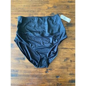 Leilani Womens Size 14 NWT High Waisted Tummy Thinner Bikini Bottom Black